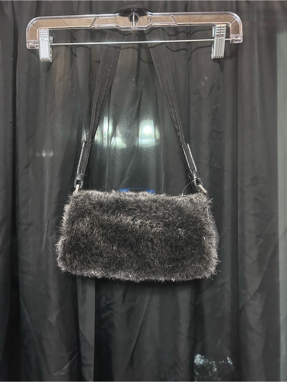 Fossil Black Faux Fur Mini Shoulder Bag